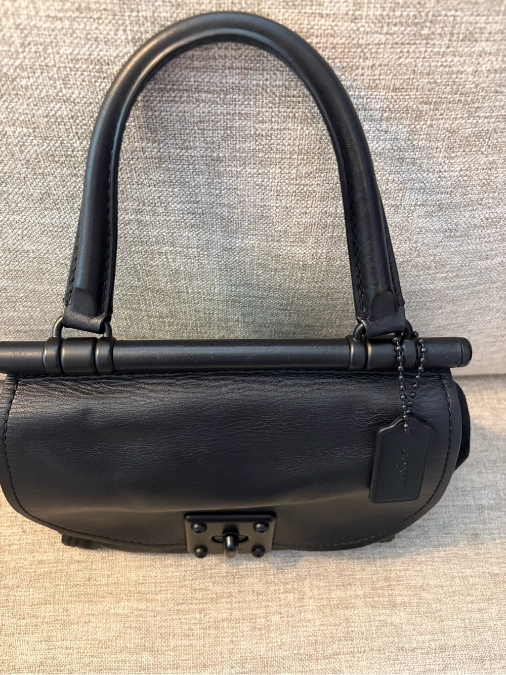 Coach Vintage Black Small Suede & Leather Satchel Top Handle Turnlock with Strap - Picture 3 of 14
